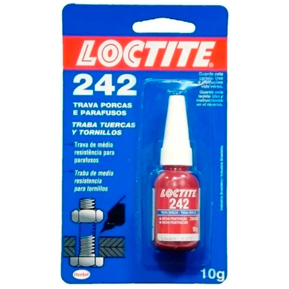 Adhesivo Traba Roscas Loctite 242 Resistencia Media 10g