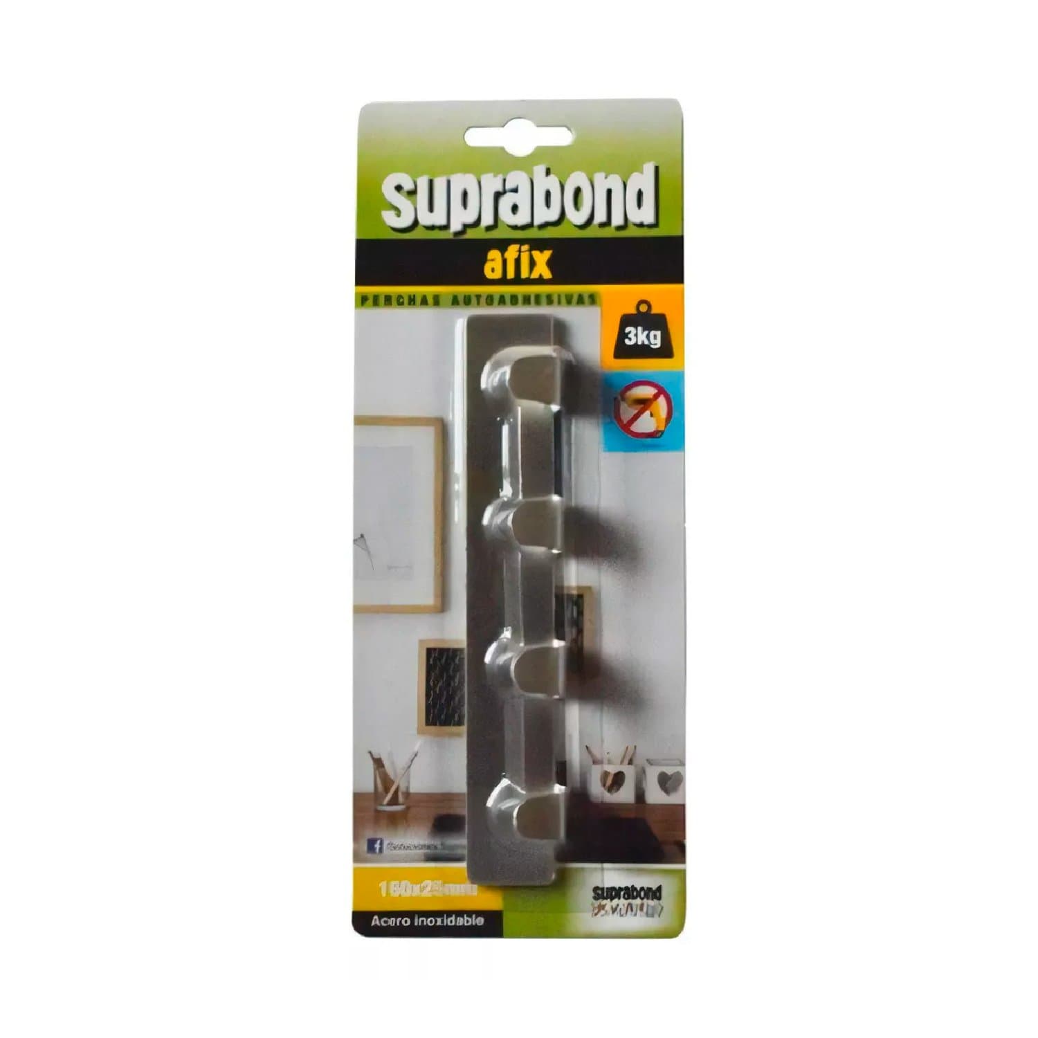 Perchero Acero Inoxidable Autoadhesivo 3kg Suprabond