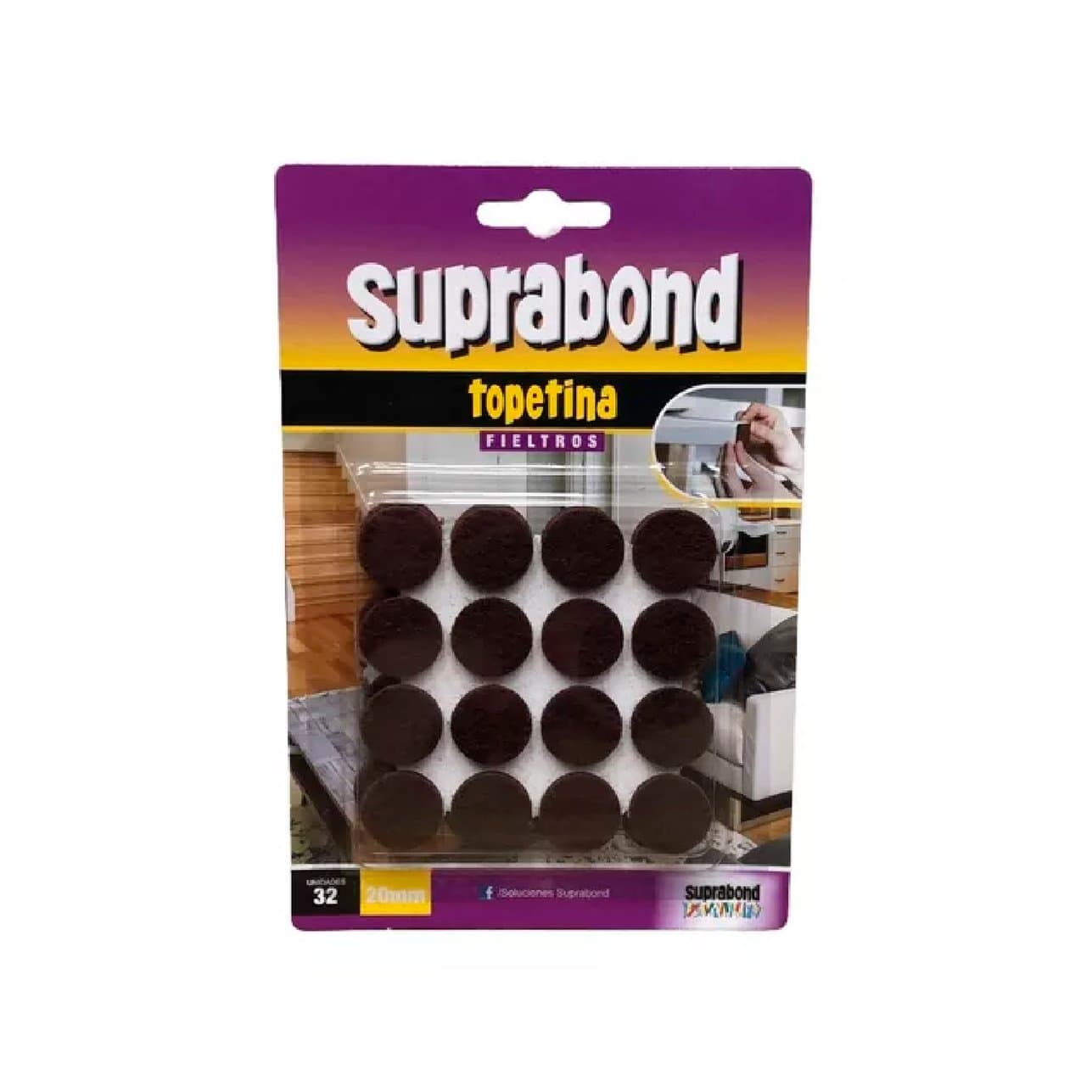 Felpa Topetina Fieltro Redonda 20mm Adhesivo X32u Suprabond