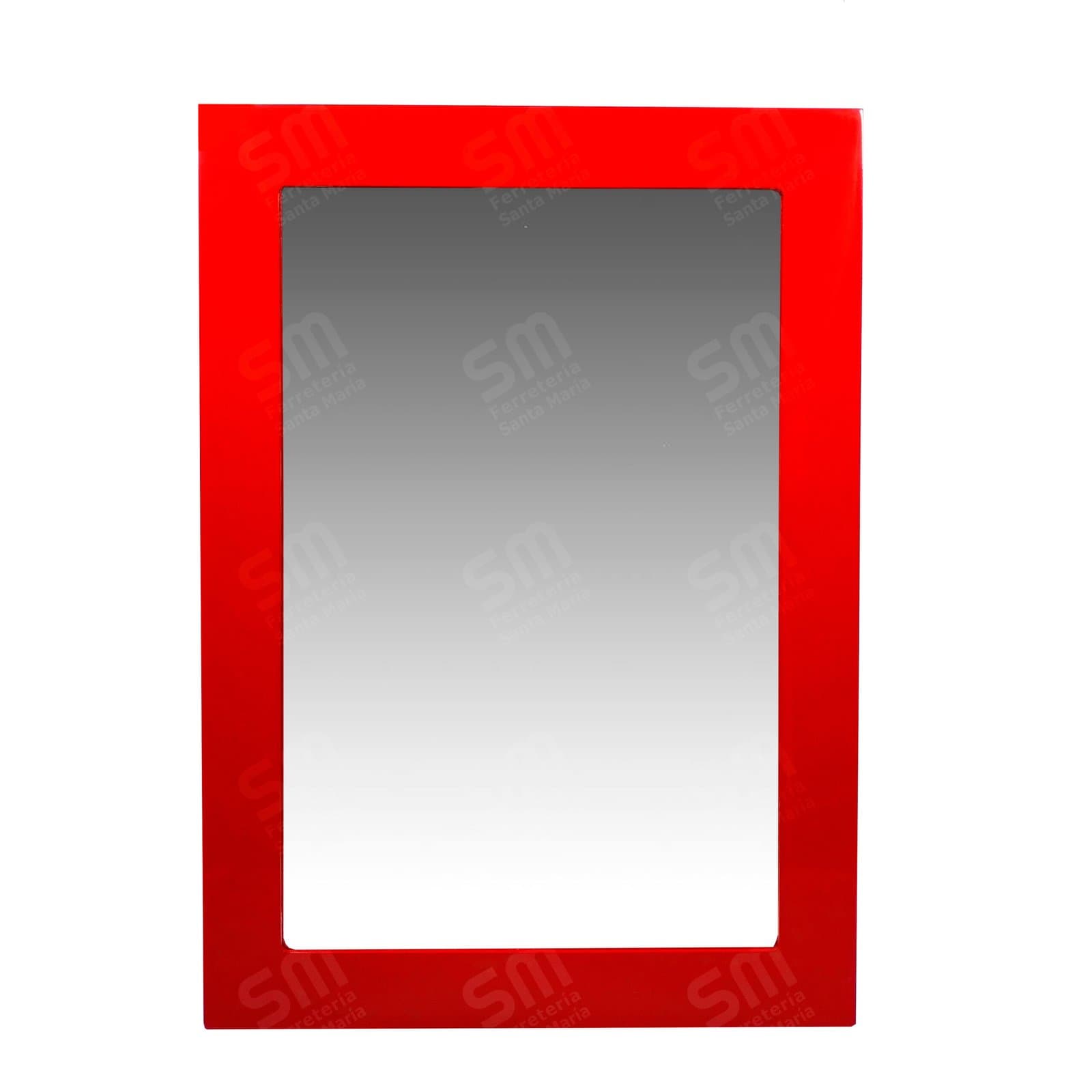 Espejo Pared Marco Madera Laqueado Rojo Corsa 50x70 Cm