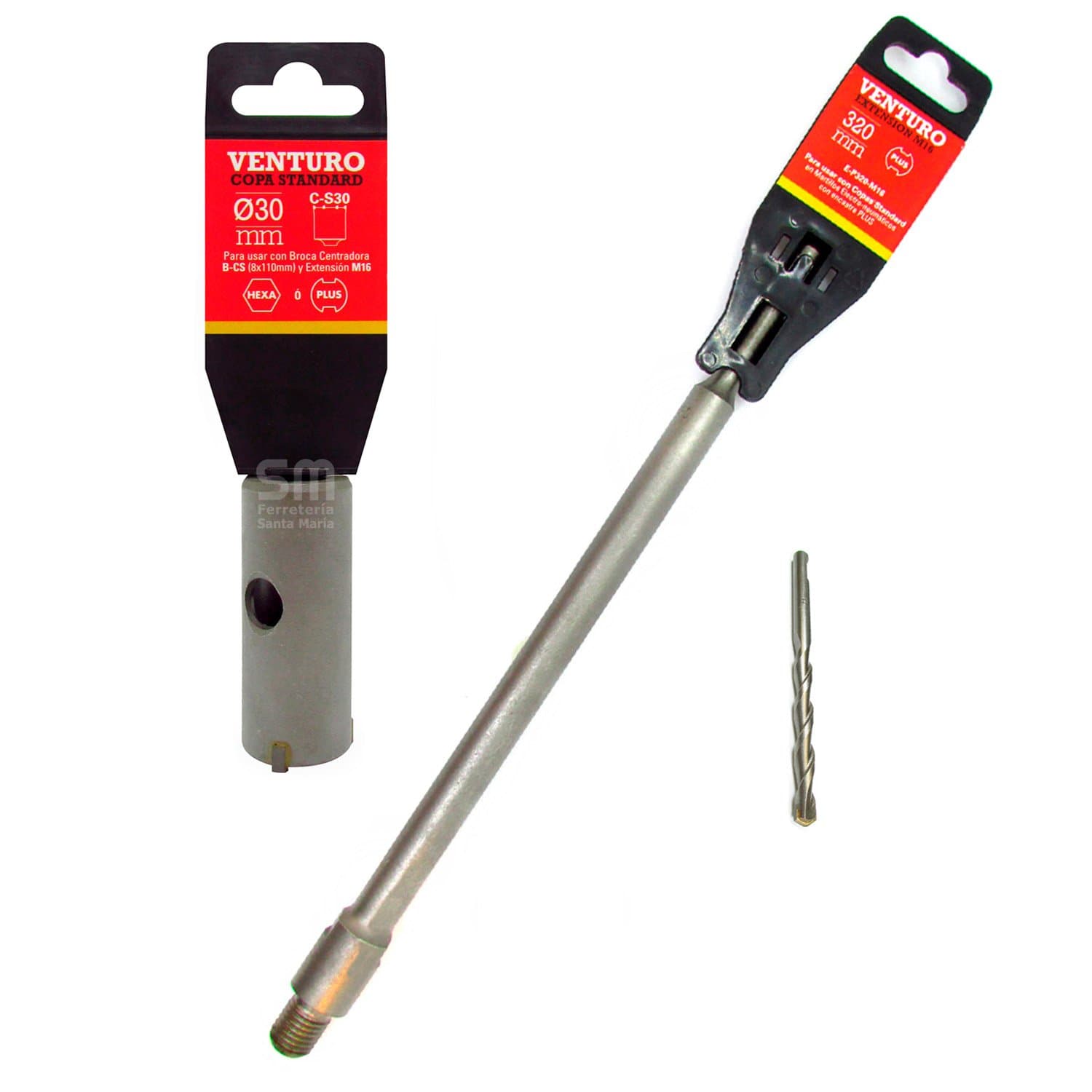 Kit Copa Widia Ø 30mm + Extensión Sds Plus + Broca Venturo