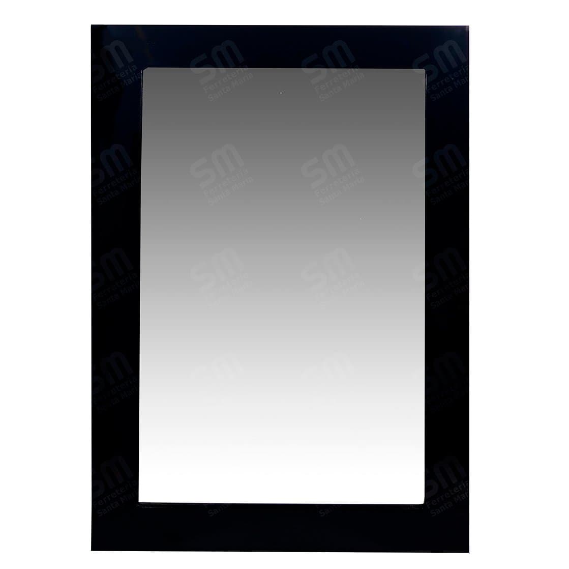 Espejo Pared Marco Madera Laqueado Negro Brillante 50x70 Cm