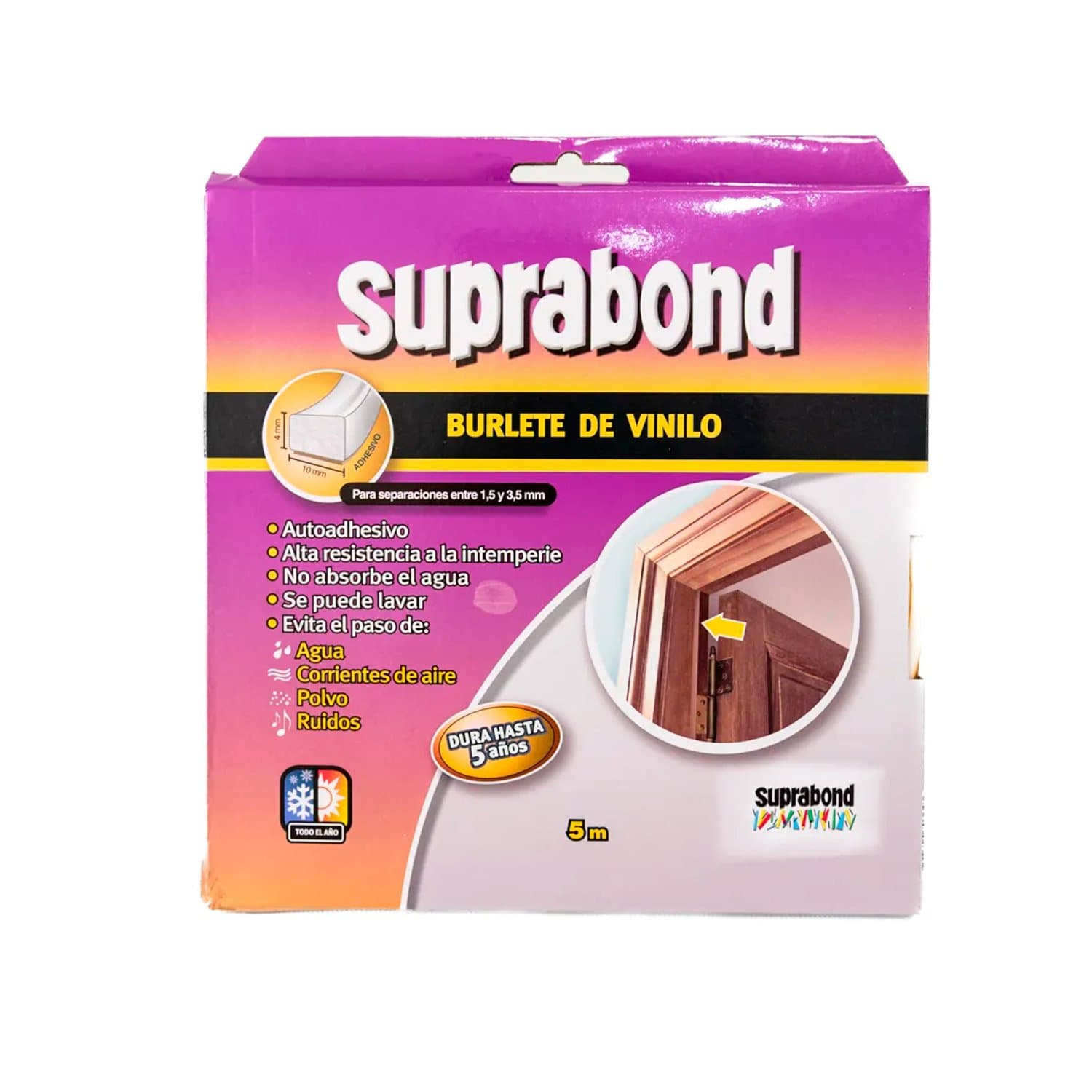 Burlete Vinilo Blanco X5metros Suprabond