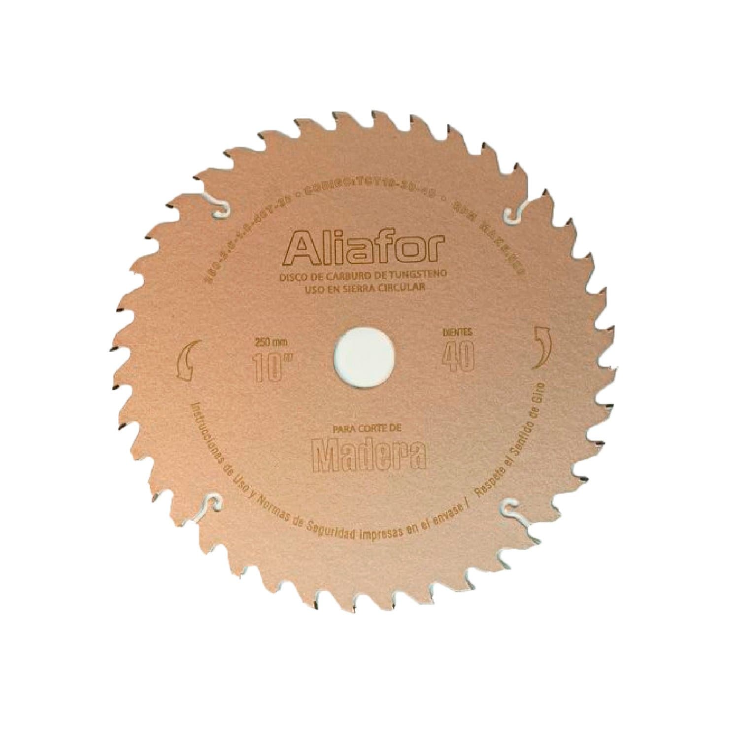 Disco P/ Madera 10pulg 250mm 40 Dientes Buje de 30 Aliafor
