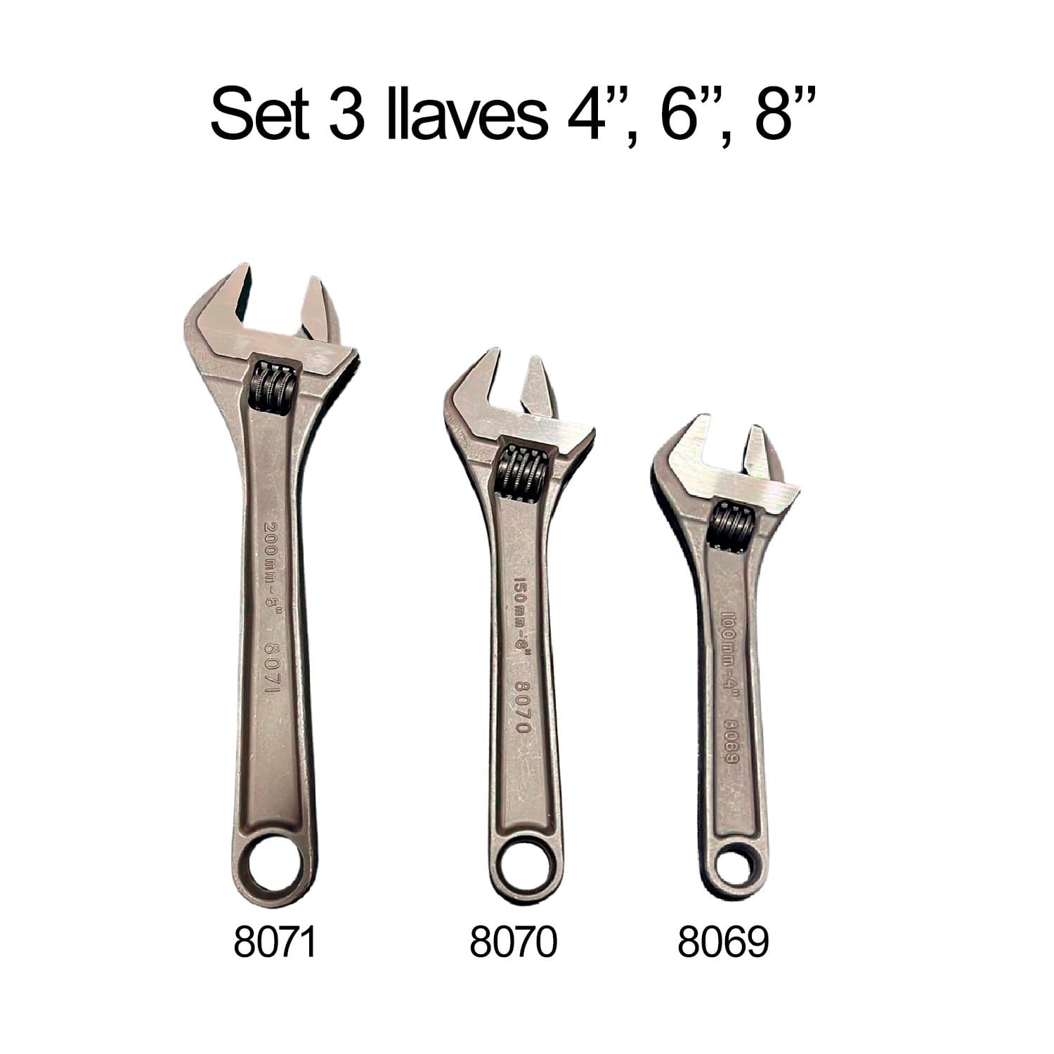 Combo X3 Llave Ajustable Francesa Bahco 4-6-8 Pulg Fosfatizada