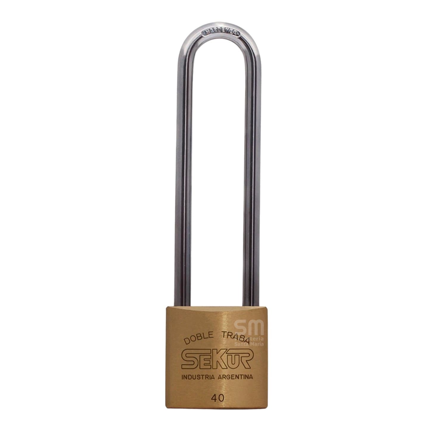 Candado Sekur 40 Mm Arco Largo Bronce Doble Traba a Bolillas
