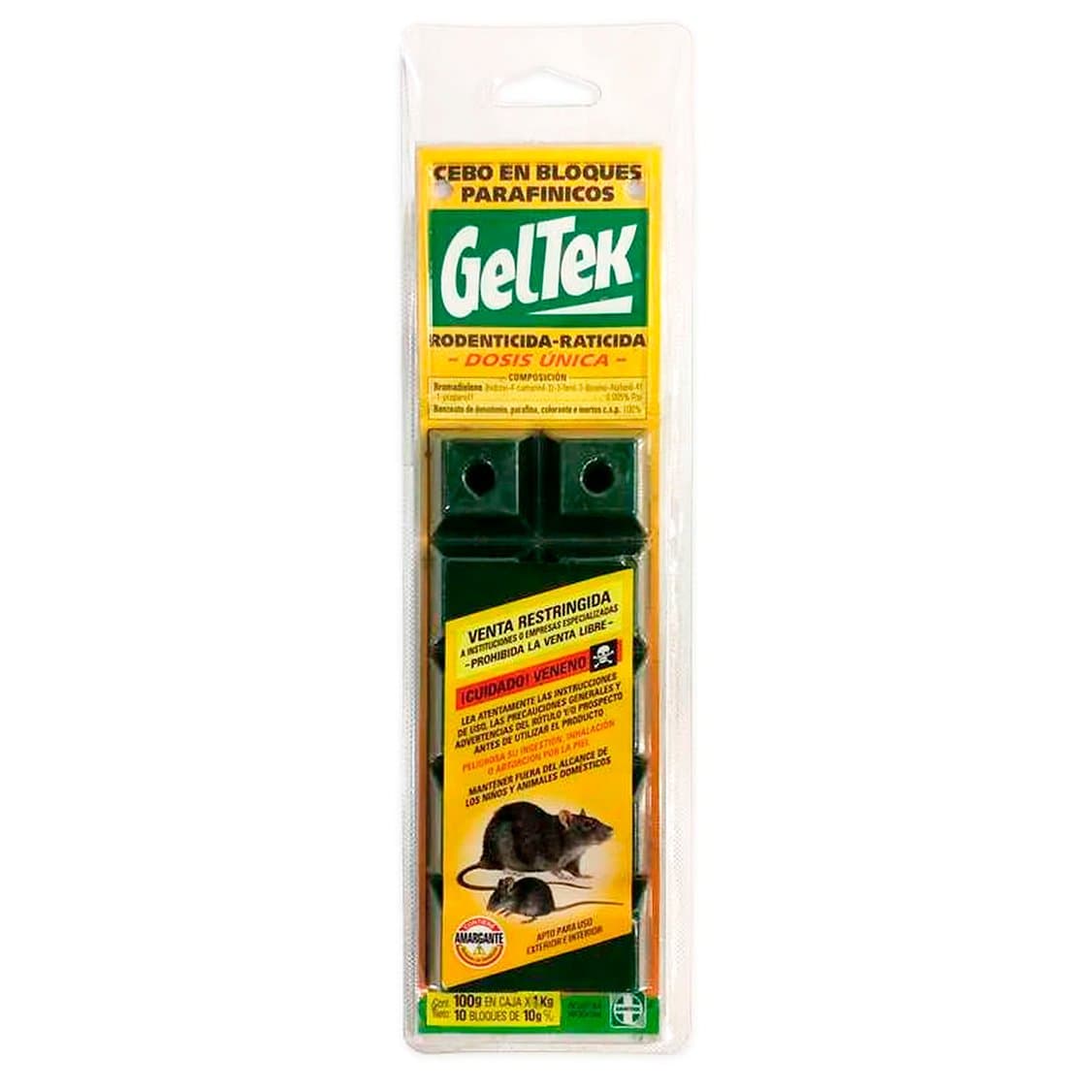 Raticida P/ Laucha Rata Geltek Bloques X100g Cebo Parafinado
