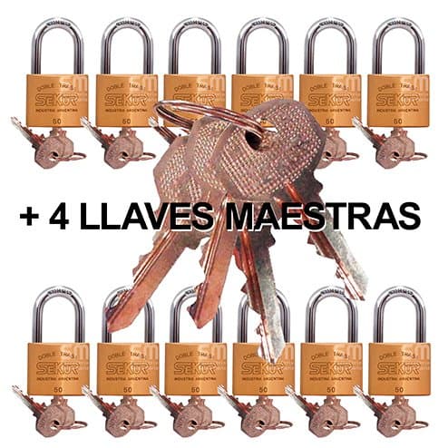 Candado C/ Llave Maestra Sekur 50 Bronce Doble Traba X 12 un
