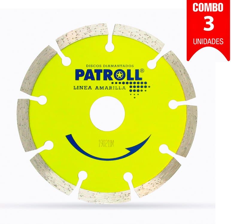Disco Diamantado Segmentado 115mm Patroll Amarilla X 3 Unid