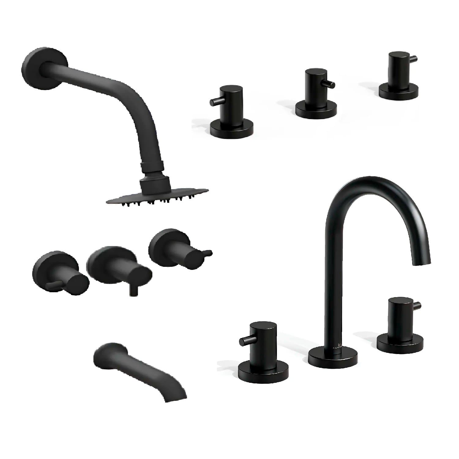 Combo Griferias Baño Completo Mini Black Hidromet