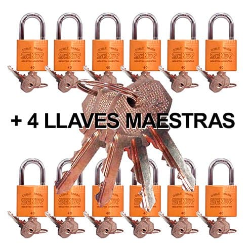 Candado C/ Llave Maestra Sekur 40 Bronce Doble Traba X 12 un