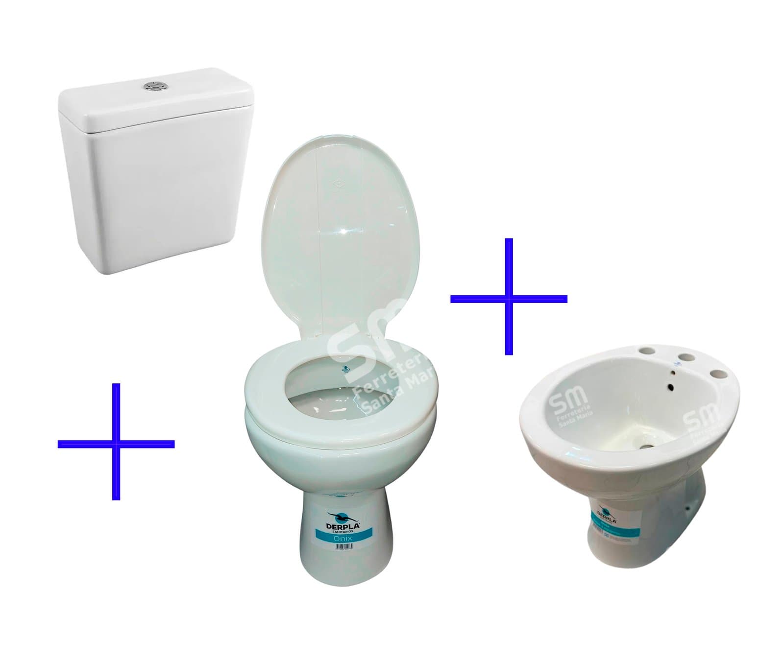 INODORO Y BIDET PRINGLES ONIX + DEPÓSITO + TAPA PLÁSTICA