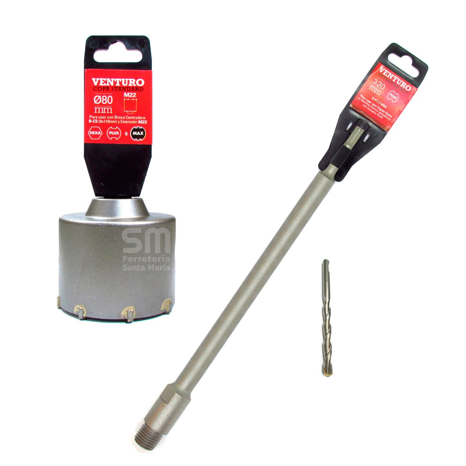 Kit Copa Widia Ø 80mm + Extensión Sds Plus + Broca Venturo