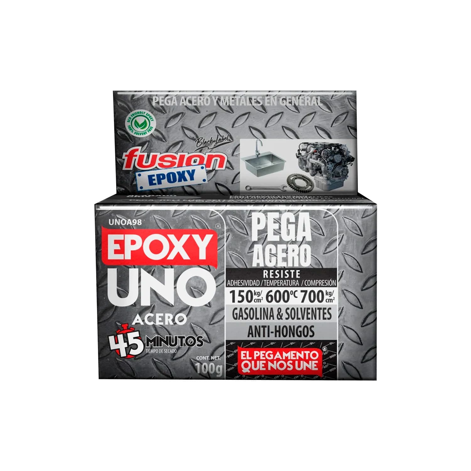 Adhesivo Fusión Epoxy Uno Acero 2 Componentes 100gr
