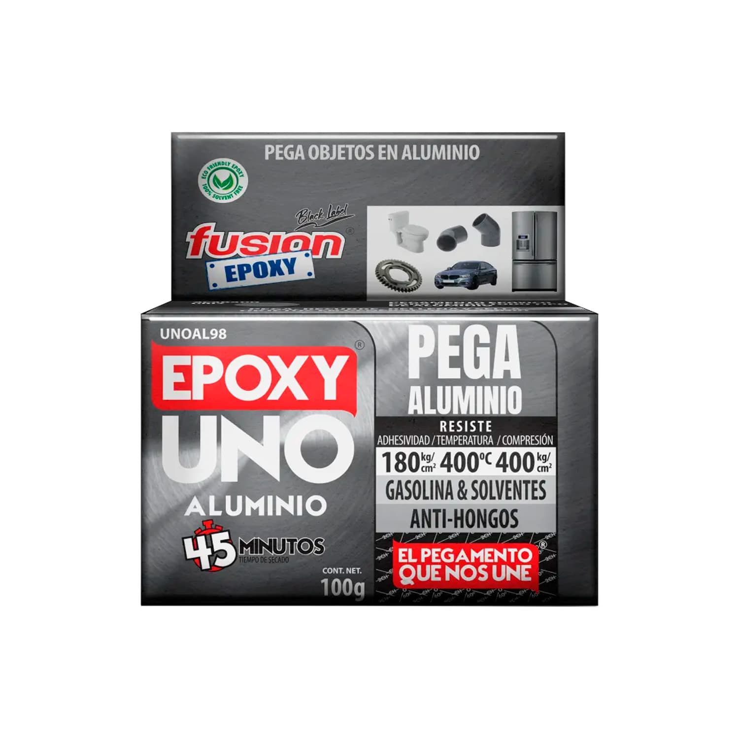 Adhesivo Fusión Epoxy Uno Aluminio 2 Componentes 100gr